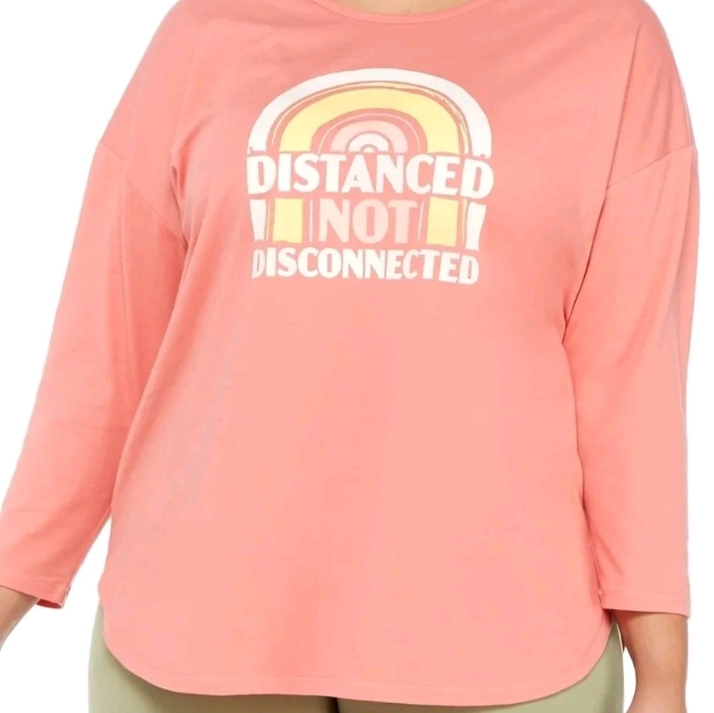 New Directions Studio Womens 3/4 Sleeve T-Shirt ~ 4X ~NWT ~ Social Distance.